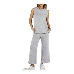 Anrebess 2 Piece Pants Set XL Gray Tank Top Wide Leg Ankle Pants Travel Lounge